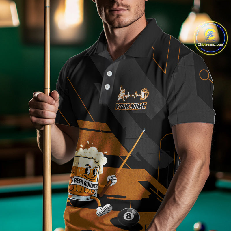 Funny Beer Play Pool 8 Ball Men's Billiard Team Shirt Custom Billiard Polo & 1/4 Zip Attire NYN2471