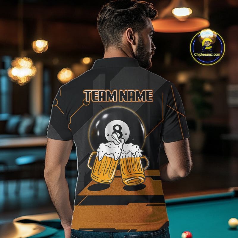 Funny Beer Play Pool 8 Ball Men's Billiard Team Shirt Custom Billiard Polo & 1/4 Zip Attire NYN2471