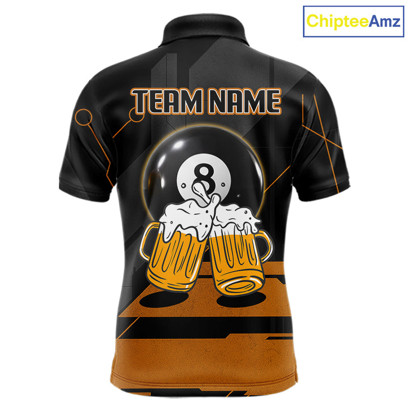 Funny Beer Play Pool 8 Ball Men's Billiard Team Shirt Custom Billiard Polo & 1/4 Zip Attire NYN2471