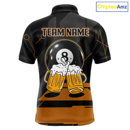 Funny Beer Play Pool 8 Ball Men's Billiard Team Shirt Custom Billiard Polo & 1/4 Zip Attire NYN2471