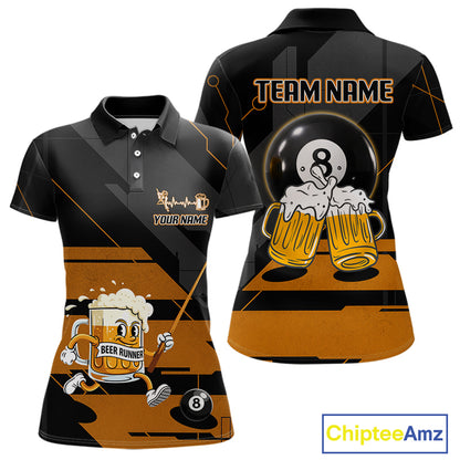 Funny Beer Play Pool 8 Ball Women's Billiard Team Shirt Custom Billiard Polo & 1/4 Zip Attire NYN2471