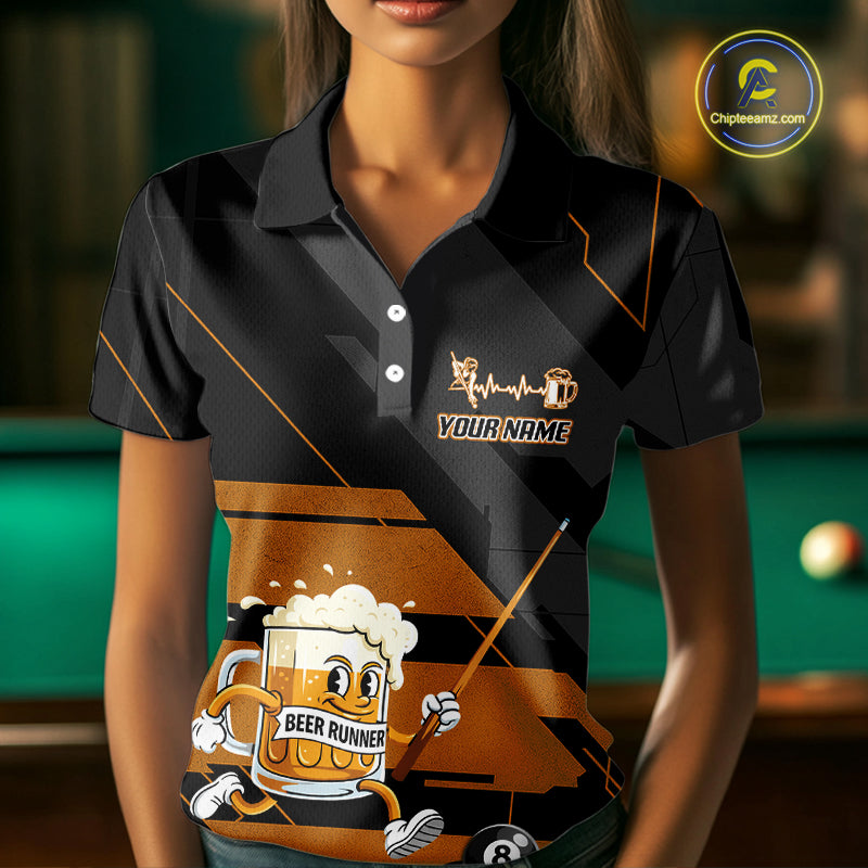 Funny Beer Play Pool 8 Ball Women's Billiard Team Shirt Custom Billiard Polo & 1/4 Zip Attire NYN2471