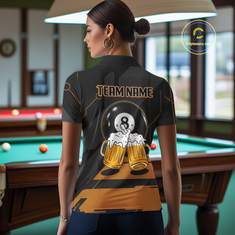 Funny Beer Play Pool 8 Ball Women's Billiard Team Shirt Custom Billiard Polo & 1/4 Zip Attire NYN2471