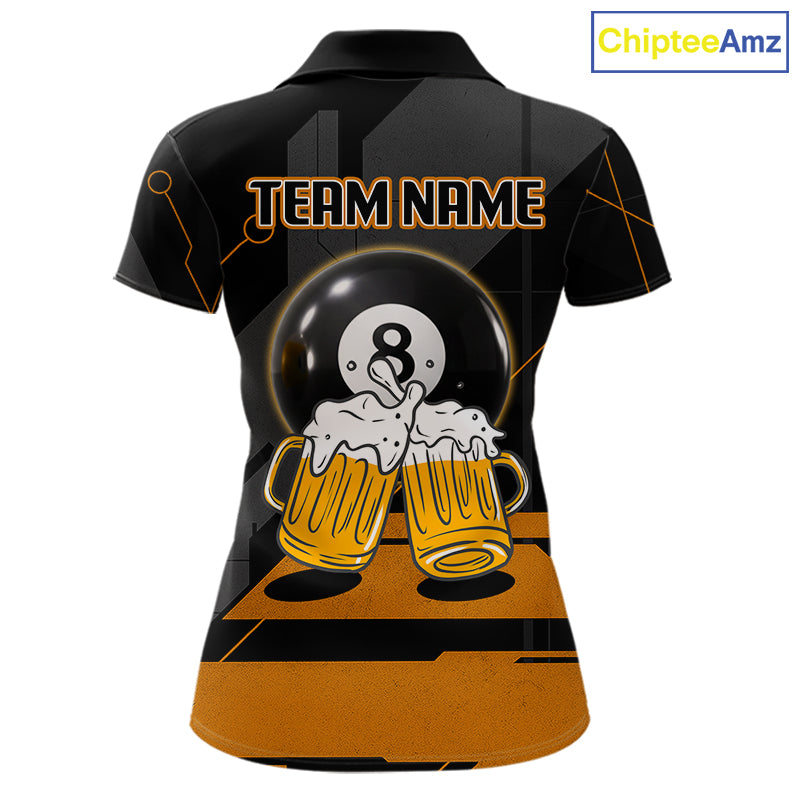 Funny Beer Play Pool 8 Ball Women's Billiard Team Shirt Custom Billiard Polo & 1/4 Zip Attire NYN2471