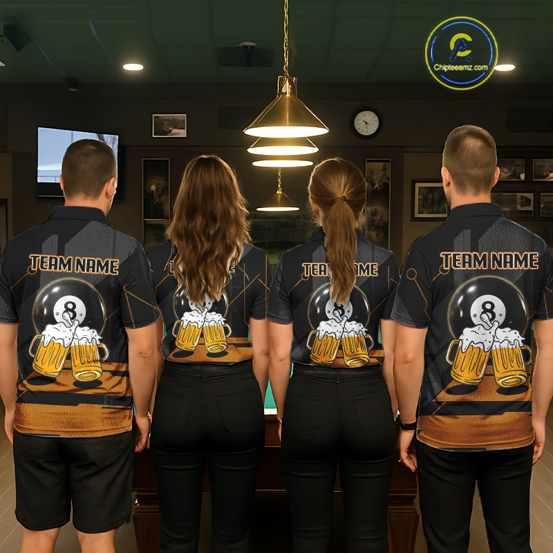 Funny Beer Play Pool 8 Ball Men's Billiard Team Shirt Custom Billiard Polo & 1/4 Zip Attire NYN2471