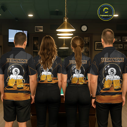 Funny Beer Play Pool 8 Ball Men's Billiard Team Shirt Custom Billiard Polo & 1/4 Zip Attire NYN2471