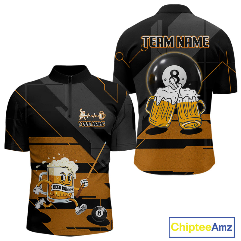 Funny Beer Play Pool 8 Ball Men's Billiard Team Shirt Custom Billiard Polo & 1/4 Zip Attire NYN2471