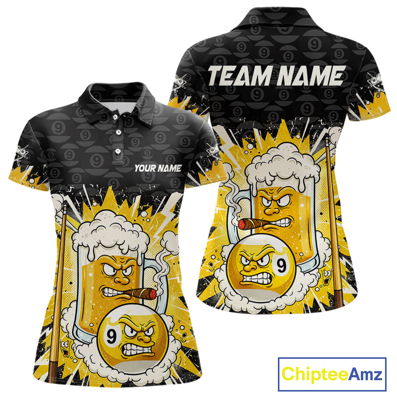 Funny Shamrock Pool 9 Ball & 8 Ball Women's Billiard Team Shirt Custom Patrick Day Billiard Attire NYN2473