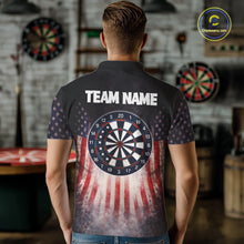 Load image into Gallery viewer, American Flag Grunge Dart Arrow Patriotic Dart Polo Shirts For Men Custom Name For Dart Players NYN2685