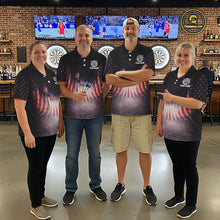 Load image into Gallery viewer, American Flag Grunge Dart Arrow Patriotic Dart Polo Shirts For Men Custom Name For Dart Players NYN2685