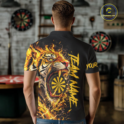 Yellow Horror Tiger Fire Flame Dartboard Custom Men Darts Polo League Shirts Dart Jerseys NYN2838
