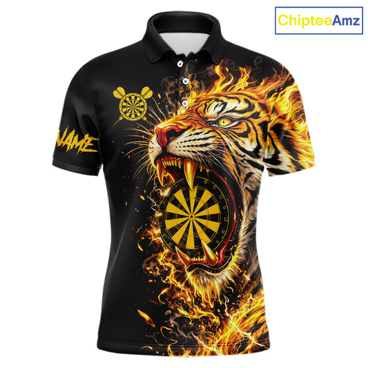 Yellow Horror Tiger Fire Flame Dartboard Custom Men Darts Polo League Shirts Dart Jerseys NYN2838