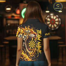 Load image into Gallery viewer, Yellow Horror Tiger Fire Flame Dartboard Custom Women Darts Polo League Shirts Dart Jerseys NYN2838