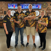 Load image into Gallery viewer, Yellow Horror Tiger Fire Flame Dartboard Custom Women Darts Polo League Shirts Dart Jerseys NYN2838