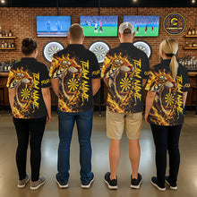 Load image into Gallery viewer, Yellow Horror Tiger Fire Flame Dartboard Custom Women Darts Polo League Shirts Dart Jerseys NYN2838