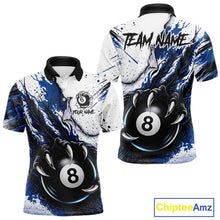 Load image into Gallery viewer, White And Blue Claws 8 Ball Billiard Pool Shirt For Men Custom Billiard Attire Team Jersey NYN3064