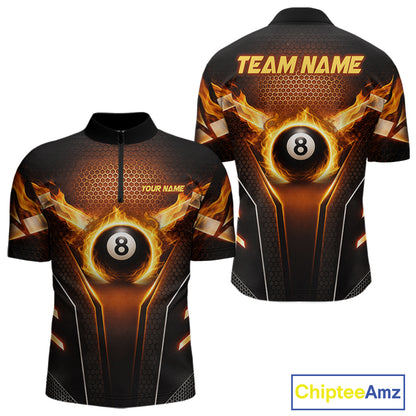 Fire Flame 8 Ball Billiard Pool Shirt For Men Personalized Red Hexagon Billiard Clothing Jersey NYN3067