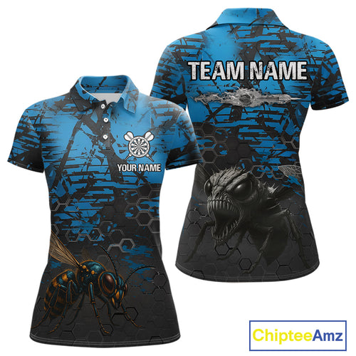 Women's Custom Darts Jersey With Blue Grunge Honeycomb Bee Pattern NYN0282