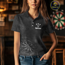 Load image into Gallery viewer, Custom Women&#39;s Darts Shirt With Shadow Bison &amp; Cracked Stone Texture, Darts Jersey NYN0284