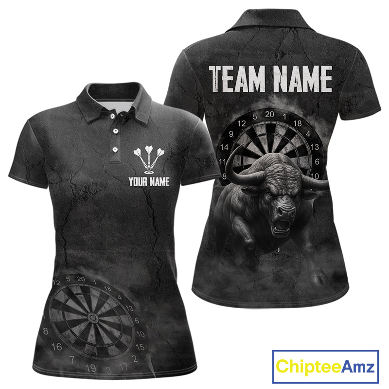 Custom Women's Darts Shirt With Shadow Bison & Cracked Stone Texture, Darts Jersey NYN0284