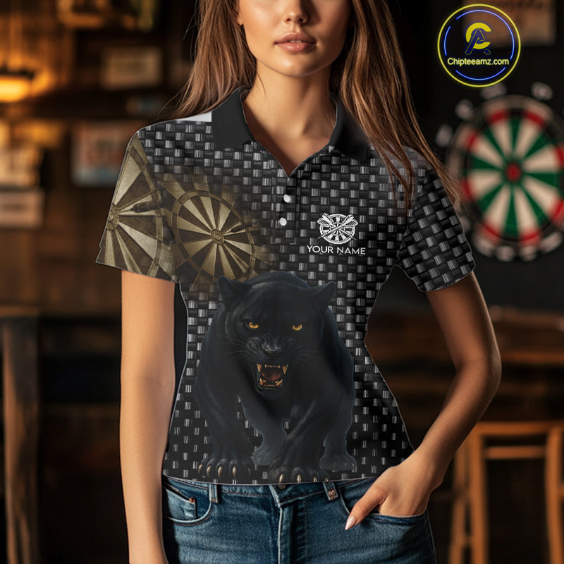 Dark Panther Brown Dartboard Darts Shirt For Women - Custom Dart Player Jersey NYN0531