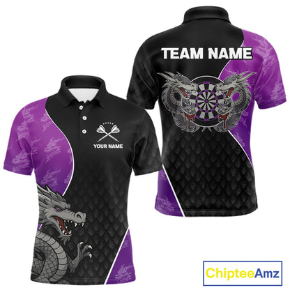 Grey Dragons Purple & Black Dartboard Darts Shirt For Men - Custom Darts Uniform NYN0533