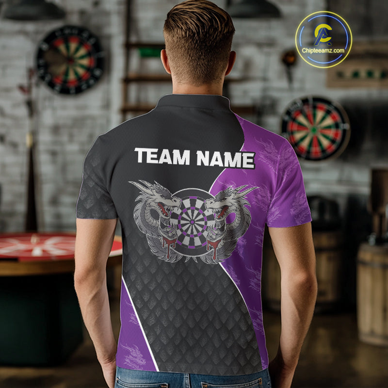 Grey Dragons Purple & Black Dartboard Darts Shirt For Men - Custom Darts Uniform NYN0533
