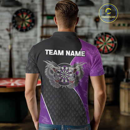 Grey Dragons Purple & Black Dartboard Darts Shirt For Men - Custom Darts Uniform NYN0533