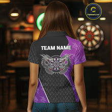 Load image into Gallery viewer, Grey Dragons Purple &amp; Black Dartboard Darts Shirt For Women - Custom Darts Uniform NYN0533