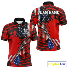 Load image into Gallery viewer, Custom American Flag Dart Arrow Black &amp; Red Dart Men Polo Shirt Patriotic Dart Jerseys NYN1626