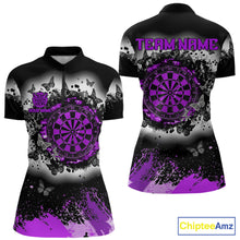 Load image into Gallery viewer, Women's white purple black grunge butterfly dart quarter zip shirt mockup custom dart team apparel