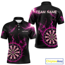 Load image into Gallery viewer, Custom Pink Smokes Butterfly Flame Dartboard Dart Men Polo Jerseys Dart Team Shirt NYN1676