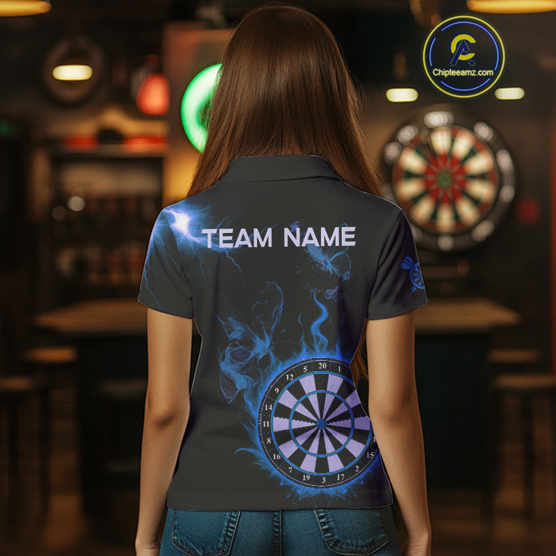 Custom Blue Smokes Butterfly Flame Dartboard Dart Women Polo Jerseys Dart Team Shirt NYN1677
