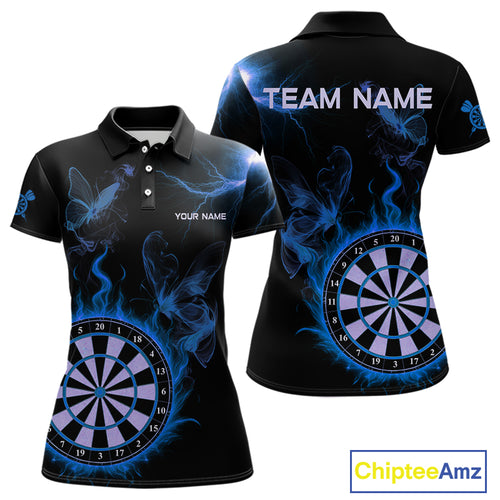 Custom Blue Smokes Butterfly Flame Dartboard Dart Women Polo Jerseys Dart Team Shirt NYN1677