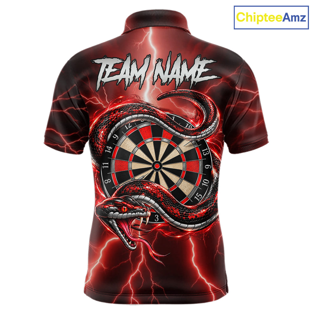 Red Thunder Dart Polo 1/4-Zip Shirt For Men Custom Cobra Snake Darts Jersey Darts Team Uniform NYN4840
