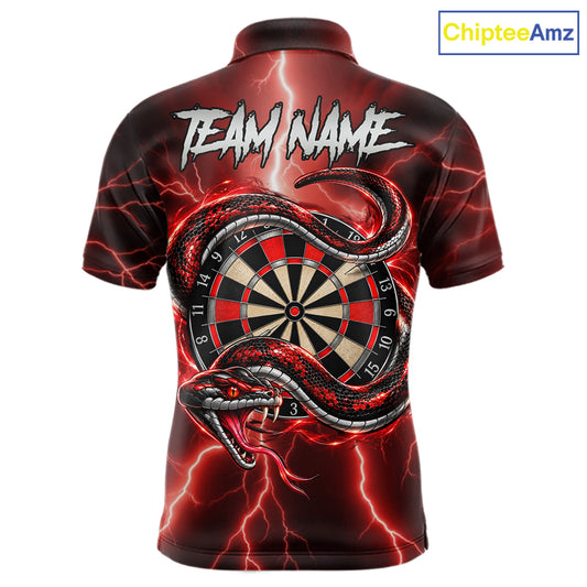 Red Thunder Dart Polo 1/4-Zip Shirt For Men Custom Cobra Snake Darts Jersey Darts Team Uniform NYN4840