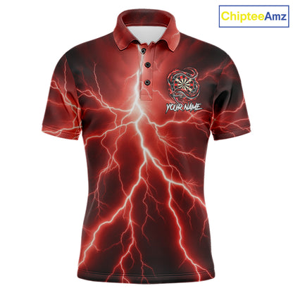 Red Thunder Dart Polo 1/4-Zip Shirt For Men Custom Cobra Snake Darts Jersey Darts Team Uniform NYN4840