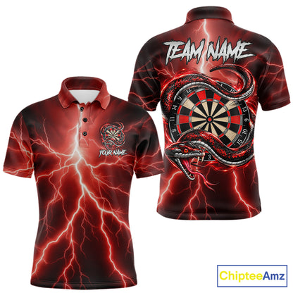 Red Thunder Dart Polo 1/4-Zip Shirt For Men Custom Cobra Snake Darts Jersey Darts Team Uniform NYN4840