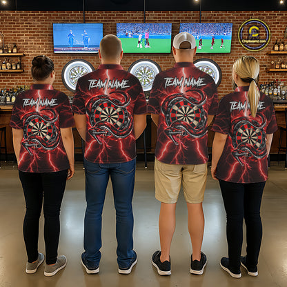 Red Thunder Dart Polo 1/4-Zip Shirt For Men Custom Cobra Snake Darts Jersey Darts Team Uniform NYN4840