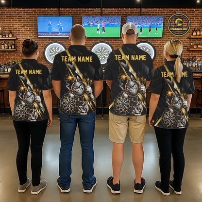Personalized Black Gold Bomb Darts Polo 1/4-Zip Shirt Customized Funny Darts Team Apparel For Men NYN4844
