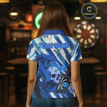 Load image into Gallery viewer, White And Blue Cobra Skull Dartboard Custom Women Darts Polo Shirt Grunge Dart Jerseys NYN1929