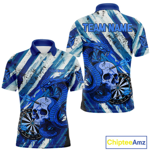 White And Blue Cobra Skull Dartboard Custom Men Darts Polo Shirt Grunge Dart Jerseys NYN1929