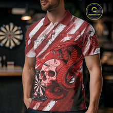 Load image into Gallery viewer, White And Red Cobra Skull Dartboard Custom Men Darts Polo Shirt Grunge Dart Jerseys NYN1930