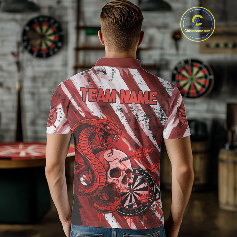 White And Red Cobra Skull Dartboard Custom Men Darts Polo Shirt Grunge Dart Jerseys NYN1930