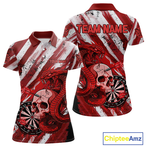 White And Red Cobra Skull Dartboard Custom Women Darts Polo Shirt Grunge Dart Jerseys NYN1930