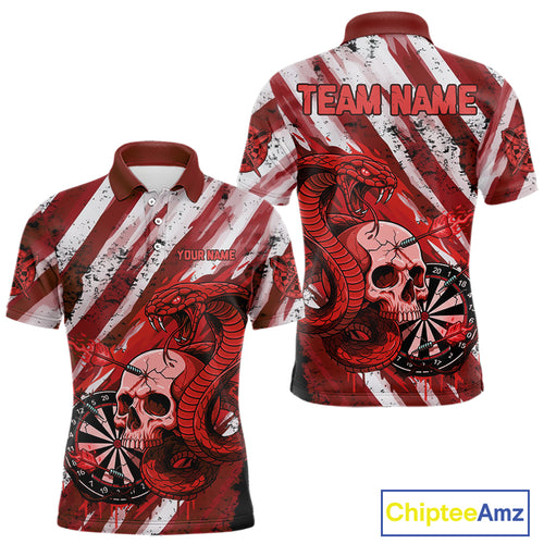 White And Red Cobra Skull Dartboard Custom Men Darts Polo Shirt Grunge Dart Jerseys NYN1930