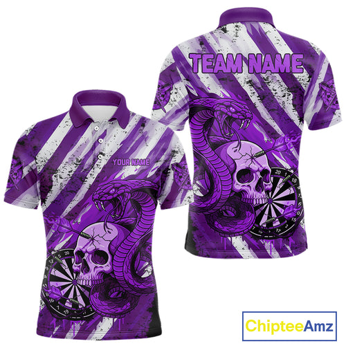 White And Purple Cobra Skull Dartboard Custom Men Darts Polo Shirt Grunge Dart Jerseys NYN1931