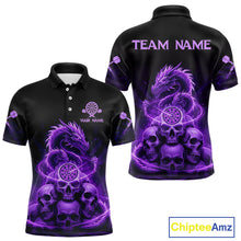 Load image into Gallery viewer, Custom Purple Galaxy Dragon Skulls Dartboard Men Darts Polo Shirt Dart Team Jerseys NYN1932