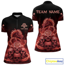 Load image into Gallery viewer, Custom Red Galaxy Dragon Skulls Dartboard Women Darts Quarter-Zip Shirt Dart Team Jerseys NYN1933