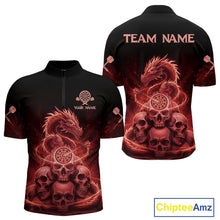 Load image into Gallery viewer, Custom Red Galaxy Dragon Skulls Dartboard Men Darts Quarter-Zip Shirt Dart Team Jerseys NYN1933